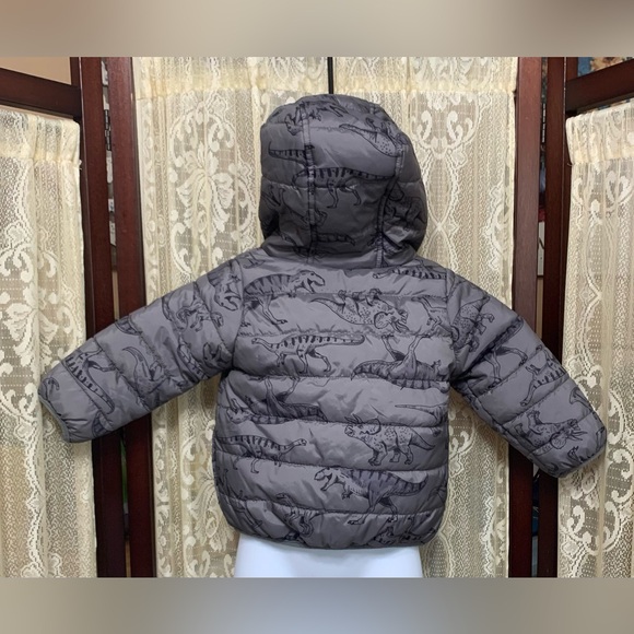 CARTERS HOODED DINOSAUR PUFFER COAT - SZ 12 MONTHS - Picture 2 of 7
